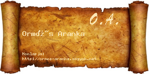 Ormós Aranka névjegykártya