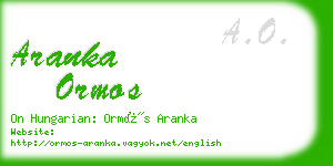 aranka ormos business card